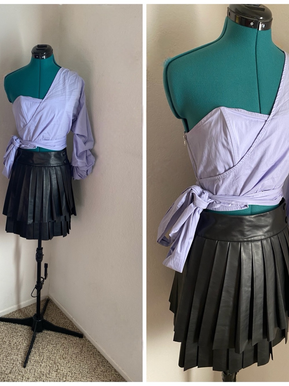 Astr the Label Lavender One-Shoulder Wrap Crop Top M